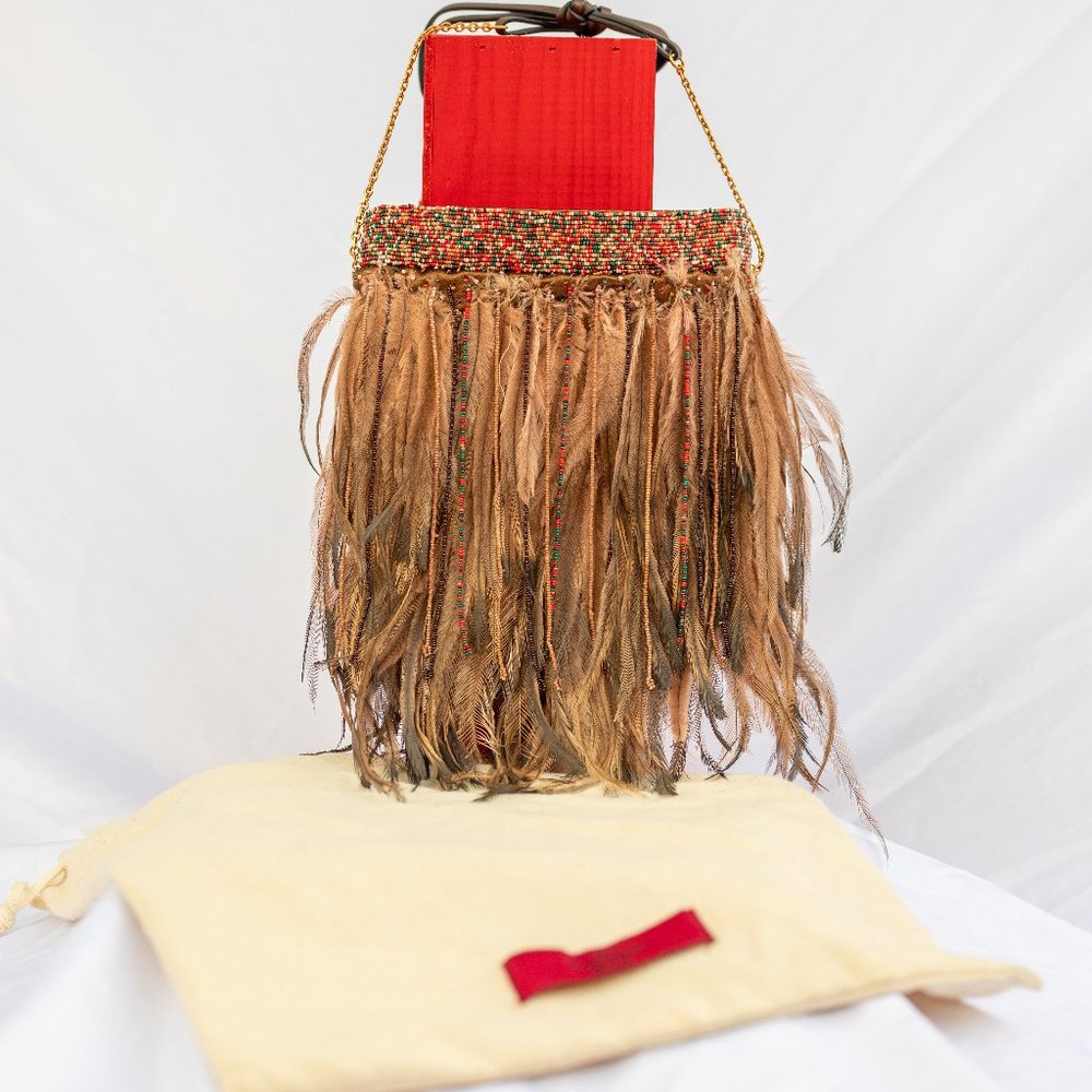 COPY - Valentino Garavani Ricamo Mini Beaded Feather Evening Shoulder Bag